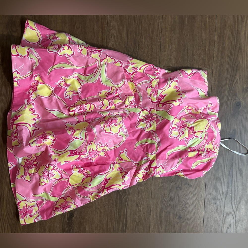 Lilly Pulitzer Blossom Hotty Strapless Pink Floral Print Dress Women's size 6